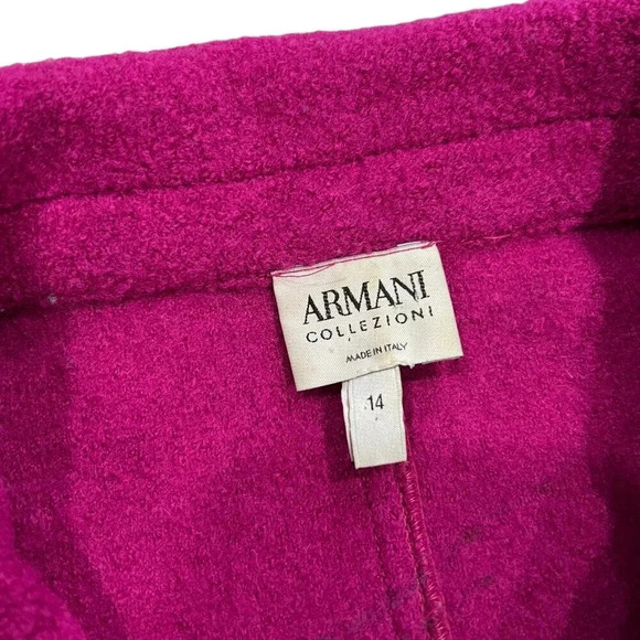 Armani Collezioni Fuchsia Scalloped Boiled Wool Jacket Blazer 14 - Picture 3 of 4